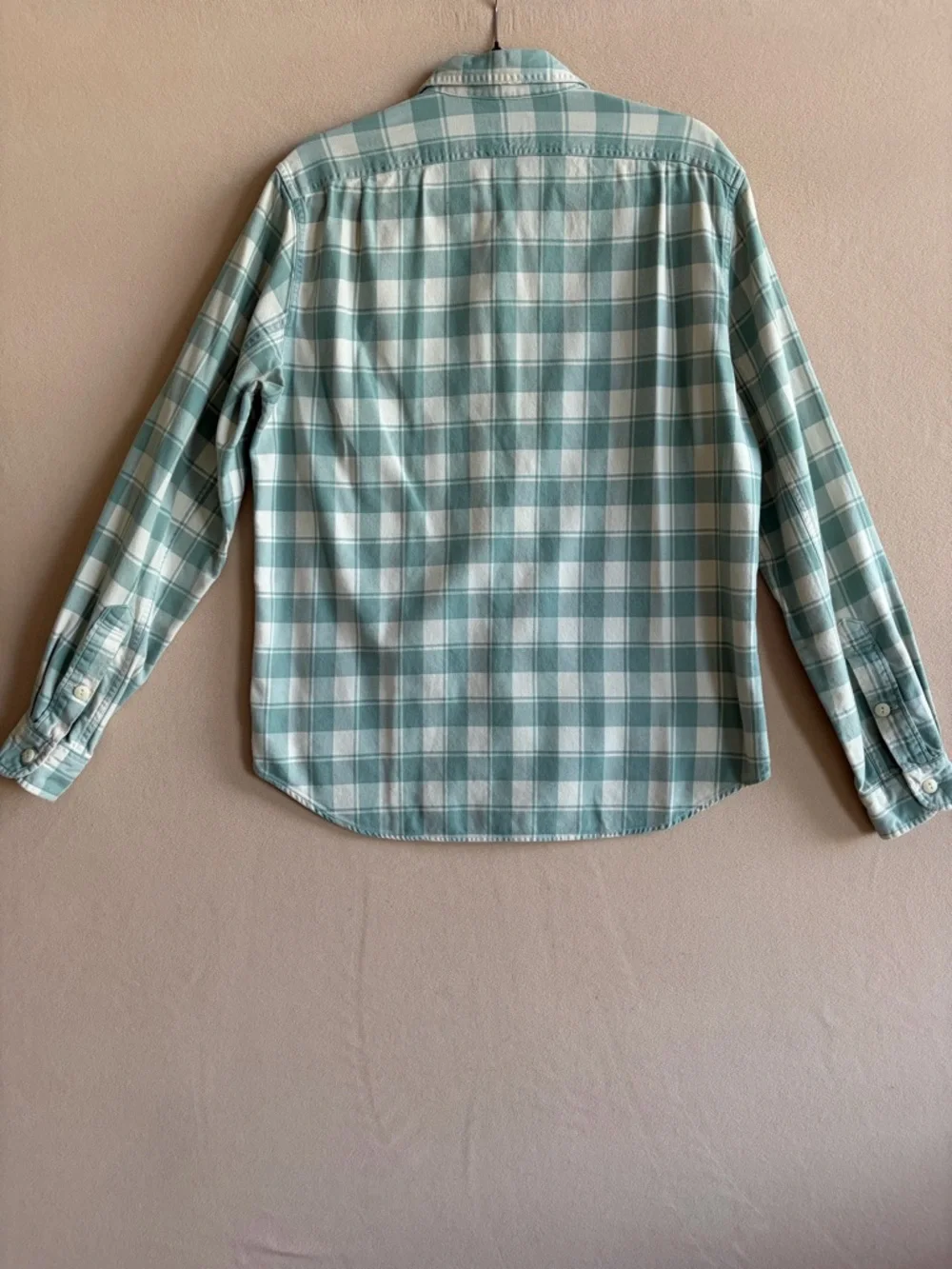 JCrew Men’s Medium Teal White Plaid Flannel Shirt Lightweight Cotton Button Down